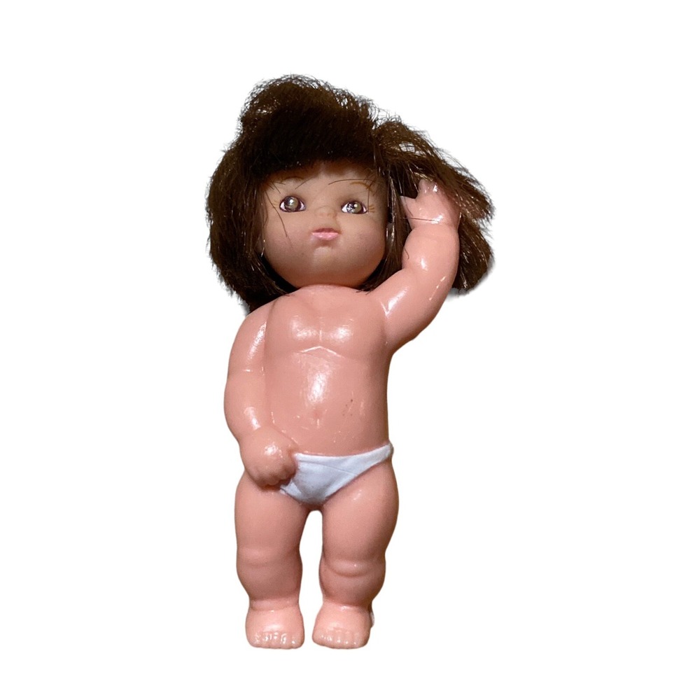 MT 1991 Vintage Mini Doll Brown Hair Baby Dollhouse Family Replacement M.T